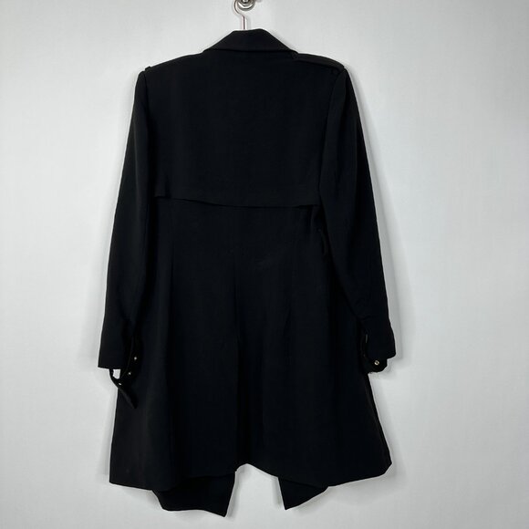 2/$30 H&M Waterfall Ruffle Trench Coat Black 10 #A0389 TRB2 - Picture 4 of 7